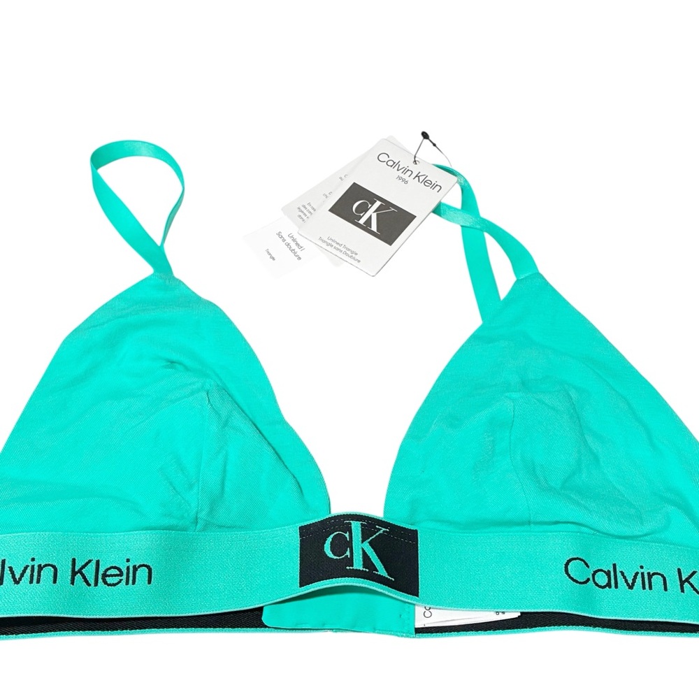 Calvin Klein Women's Triangle Bra Teal Banded Unlined Size Large NEW